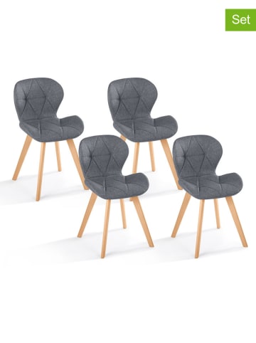 IDOMYA Factory 4er-Set: Esszimmerstühle "Gatsby" in Grau/ Hellbraun - (B)48 x (H)79 x (T)50 cm