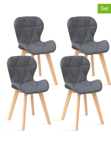IDOMYA Factory 4er-Set: Esszimmerstühle "Gladys" in Grau/ Hellbraun - (B)50 x (H)79 x (T)46 cm