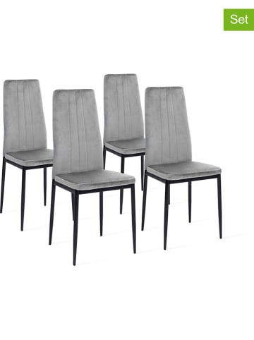 IDOMYA Factory 4er-Set: Esszimmerstühle "Jade" in Grau/ Schwarz - (B)41,5 x (H)96 x (T)39 cm