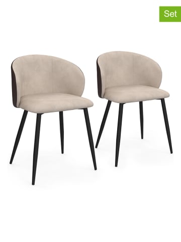 IDOMYA Factory 2-delige set: eetkamerstoelen "Léona" taupe/zwart - (B)51 x (H)71 x (D)53 cm