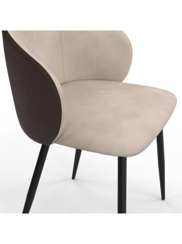 IDOMYA Factory 2-delige set: eetkamerstoelen "Léona" taupe/zwart - (B)51 x (H)71 x (D)53 cm