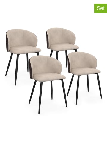 IDOMYA Factory 4er-Set: Esszimmerstühle "Léona" in Taupe/ Schwarz - (B)51 x (H)71 x (T)53 cm