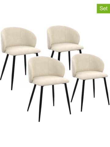 IDOMYA Factory 4-delige set: eetkamerstoelen "Léona" crème/zwart - (B)53 x (H)71 x (D)51 cm