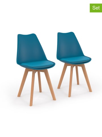 IDOMYA Factory 2-delige set: eetkamerstoelen "Nordia" blauw - (B)46 x (H)79,5 x (D)51 cm