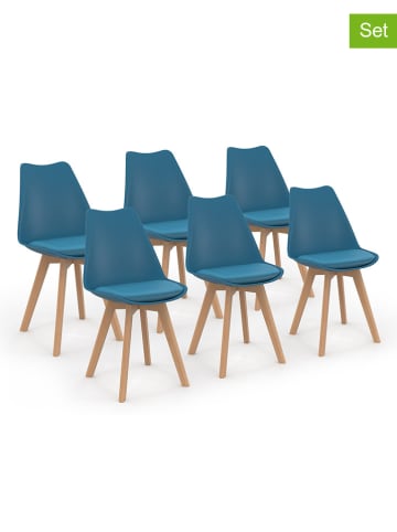 IDOMYA Factory 6er-Set: Esszimmerstühle "Nordia" in Blau - (B)46 x (H)79,5 x (T)51 cm