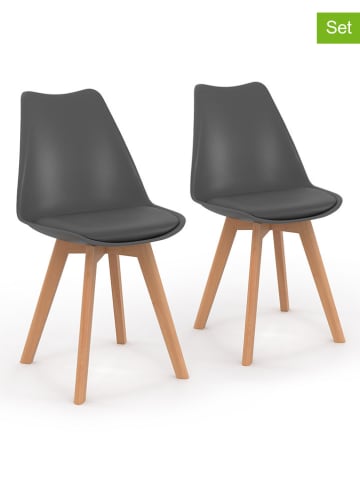 IDOMYA Factory 2-delige set: eetkamerstoelen "Nordia" antraciet - (B)46 x (H)79,5 x (D)51 cm
