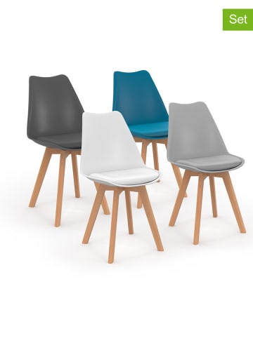 IDOMYA Factory 4-delige set: stoelen antraciet/blauw/wit/grijs - (B)46 x (H)79,5 x (D)51 cm