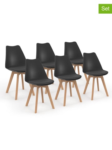 IDOMYA Factory 6-delige set: eetkamerstoelen "Nordia" zwart - (B)46 x (H)79,5 x (D)51 cm