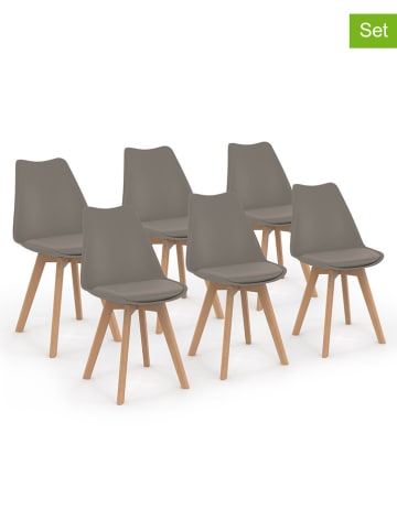 IDOMYA Factory 6-delige set: eetkamerstoelen "Nordia" taupe - (B)46 x (H)79,5 x (D)51 cm