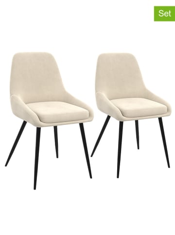 IDOMYA Factory 2er-Set: Esszimmerstühle "Olivia" in Creme - (B)47,5 x (H)79 x (T)54 cm