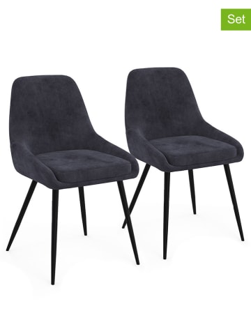 IDOMYA Factory 2-delige set: eetkamerstoelen "Olivia" antraciet - (B)47,5 x (H)79 x (D)54 cm