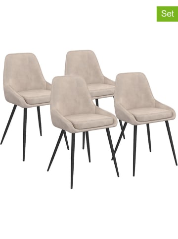 IDOMYA Factory 4-delige set: stoelen "Olivia" beige/zwart - (B)54 x (H)79 x (D)47,5 cm