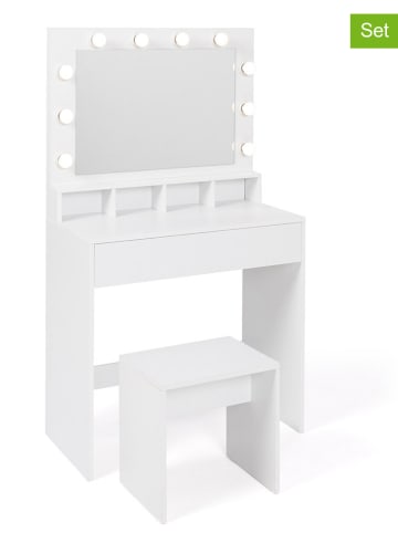 IDOMYA Essentials 2-delige set: kaptafel & kruk wit