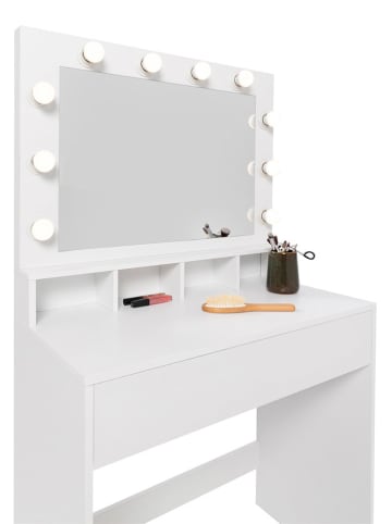 IDOMYA Essentials 2tlg. Set: Make-Up-Tisch & Hocker in Weiß