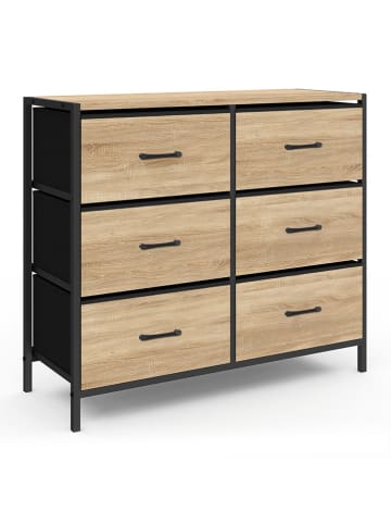 IDOMYA Essentials Kommode "Iris" in Hellbraun/ Schwarz - (B)80 x (H)70 x (T)30 cm