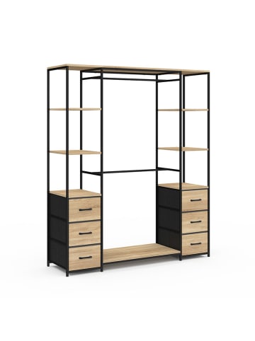 IDOMYA Essentials Garderobe "Iris" in Hellbraun/ Schwarz - (B)140 x (H)167 x (T)40 cm