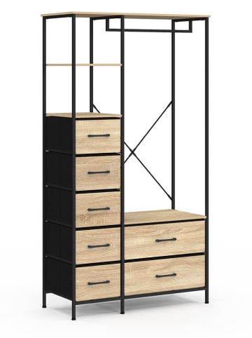 IDOMYA Factory Kleiderschrank "Iris" in Hellbraun/ Schwarz - (B)90 x (H)167 x (T)40 cm