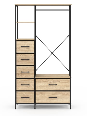 IDOMYA Factory Kleiderschrank "Iris" in Hellbraun/ Schwarz - (B)90 x (H)167 x (T)40 cm