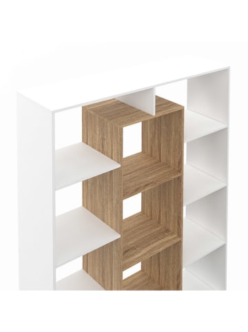 IDOMYA Essentials Boekenkast "Paulette" wit/lichtbruin - (B)104 x (H)143 x (D)30 cm