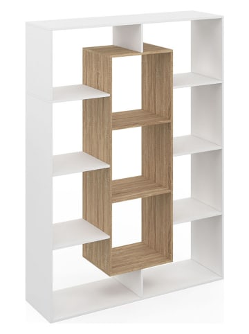 IDOMYA Essentials Boekenkast "Paulette" wit/lichtbruin - (B)90 x (H)143 x (D)30 cm