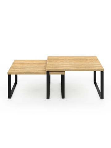 IDOMYA Essentials 4er-Set: Aufbewahrungsregale in Natur/ Schwarz