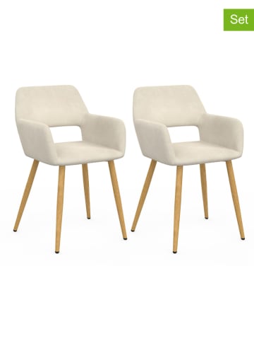 IDOMYA Factory 2er-Set: Esszimmerstühle "Heidi" in Beige/ Hellbraun - (B)52 x (H)80 x (T)53 cm