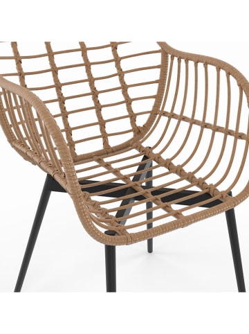 IDOMYA Essentials 2-delige set: fauteuils "Cuba" lichtbruin/zwart - (B)51 x (H)80 cm