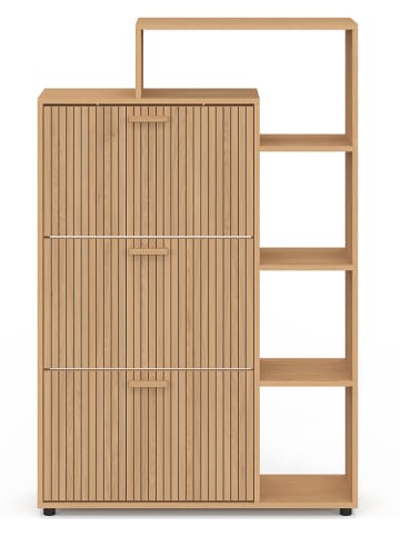 IDOMYA Factory Schuhschrank "Faustine" in Hellbraun - (B)86,5 x (H)133 x (T)24 cm