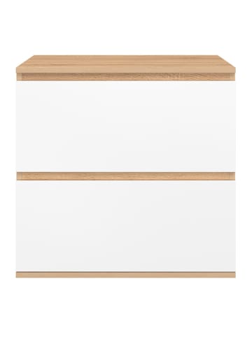 IDOMYA Essentials Waschtischunterschrank "Tom" in Weiß/ Hellbraun - (B)60 x (H)60 x (T)45 cm