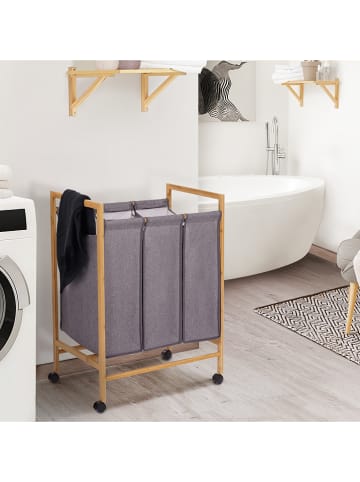 IDOMYA Essentials Wäschekorb in Hellbraun/ Grau - (B)61 x (H)83 x (T)40 cm