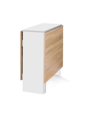 IDOMYA Factory Eetkamertafel "Edi" wit/lichtbruin - (B)150 x (H)75 x (D)80 cm