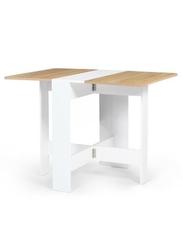 IDOMYA Factory Eetkamertafel "Edi" wit/lichtbruin - (B)103 x (H)75 x (D)76 cm