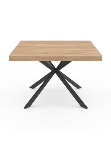 IDOMYA Factory Eetkamertafel "Soline" lichtbruin/zwart - (B)120 x (H)75 x (D)120 cm