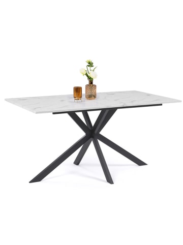 IDOMYA Essentials Eetkamertafel "Glam" wit/zwart - (B)160 x (H)76,5 cm