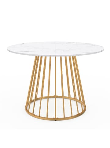 IDOMYA Factory Eetkamertafel "Adelle" wit/geel - (H)75 x Ø 110 cm