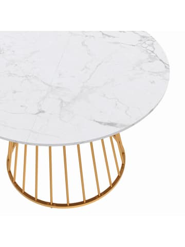 IDOMYA Factory Eetkamertafel "Adelle" wit/geel - (H)75 x Ø 110 cm