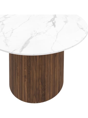 IDOMYA Factory Stół "Alvar" w kolorze brązowo-białym do jadalni - wys. 75 x Ø 110 cm