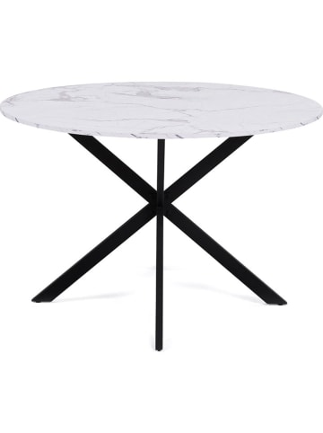 IDOMYA Essentials Stół "Soline" w kolorze czarno-kremowym do jadalni - wys. 76 x Ø 110 cm