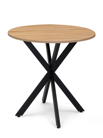 IDOMYA Factory Esszimmertisch "Soline" in Hellbraun/ Schwarz - (H)75 x Ø 80 cm