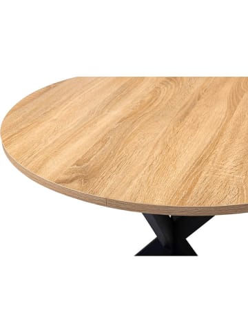 IDOMYA Factory Esszimmertisch "Soline" in Hellbraun/ Schwarz - (H)75 x Ø 80 cm
