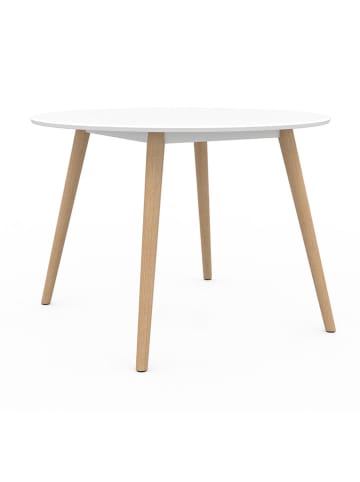 IDOMYA Factory Eetkamertafel "Stacy" wit/lichtbruin - (H)75 x Ø 110 cm