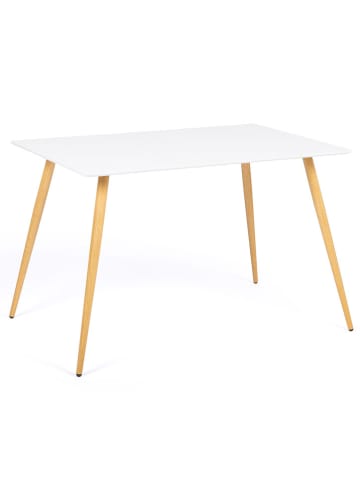IDOMYA Factory Eetkamertafel "Sally" wit/lichtbruin - (B)120 x (H)74 x (D)80 cm