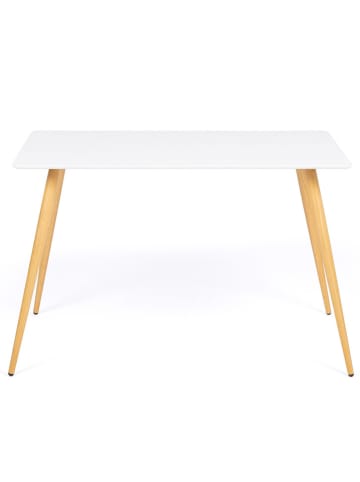 IDOMYA Factory Eetkamertafel "Sally" wit/lichtbruin - (B)120 x (H)74 x (D)80 cm