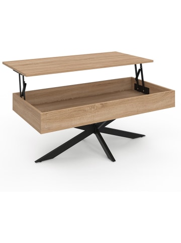 IDOMYA Essentials Couchtisch "Spider" in Hellbraun/ Schwarz - (B)100 x (H)40 x (T)50 cm