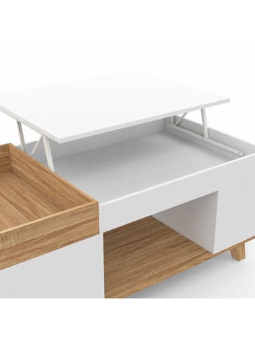 IDOMYA Essentials Couchtisch "Stella" in Hellbraun/ Weiß - (B)110 x (H)45 x (T)55 cm