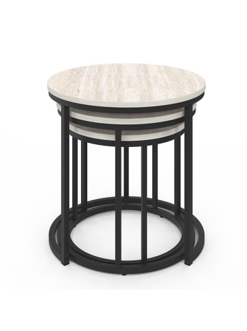 IDOMYA Factory Set van drie bijzettafels "Memphis" wit