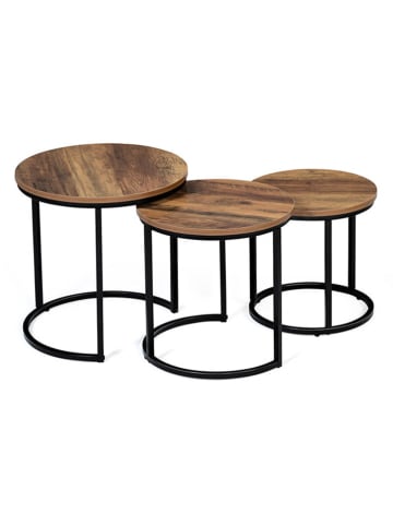 IDOMYA Essentials 3er-Set: Couchtische "Elize" in Braun/ Schwarz