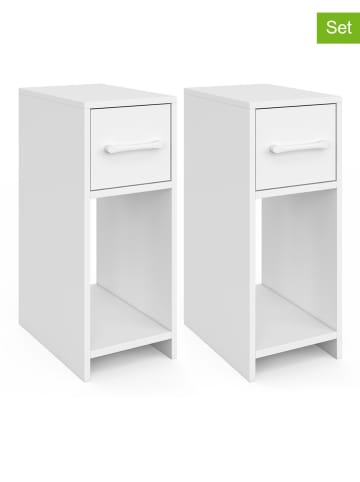 IDOMYA Essentials 2er-Set: Nachttische ''Uma'' in Weiß - (B)20 x (H)49,5 x (T)30 cm