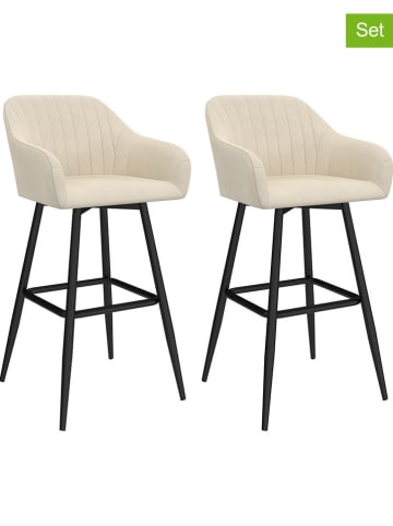 IDOMYA Factory 2er-Set: Barhocker "Ariana" in Creme/ Schwarz - (B)46 x (H)93 x (T)47 cm