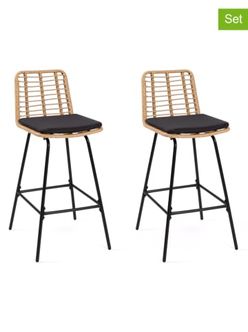 IDOMYA Factory 2er-Set: Barhocker ''Cuba'' in Beige/ Schwarz - (B)47 x (H)102 x (T)52 cm